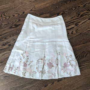 Ann Taylor A-Line Linen/Rayon Embroidered Skirt 2
